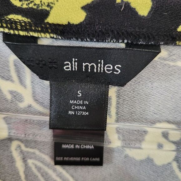 Ali Miles Funky Graffiti High Low Swing Top Womens Size Small Black Chartreuse - Picture 4 of 6